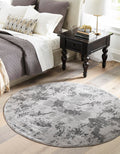 Light Gray/Gray Round Abstract Rug W54452