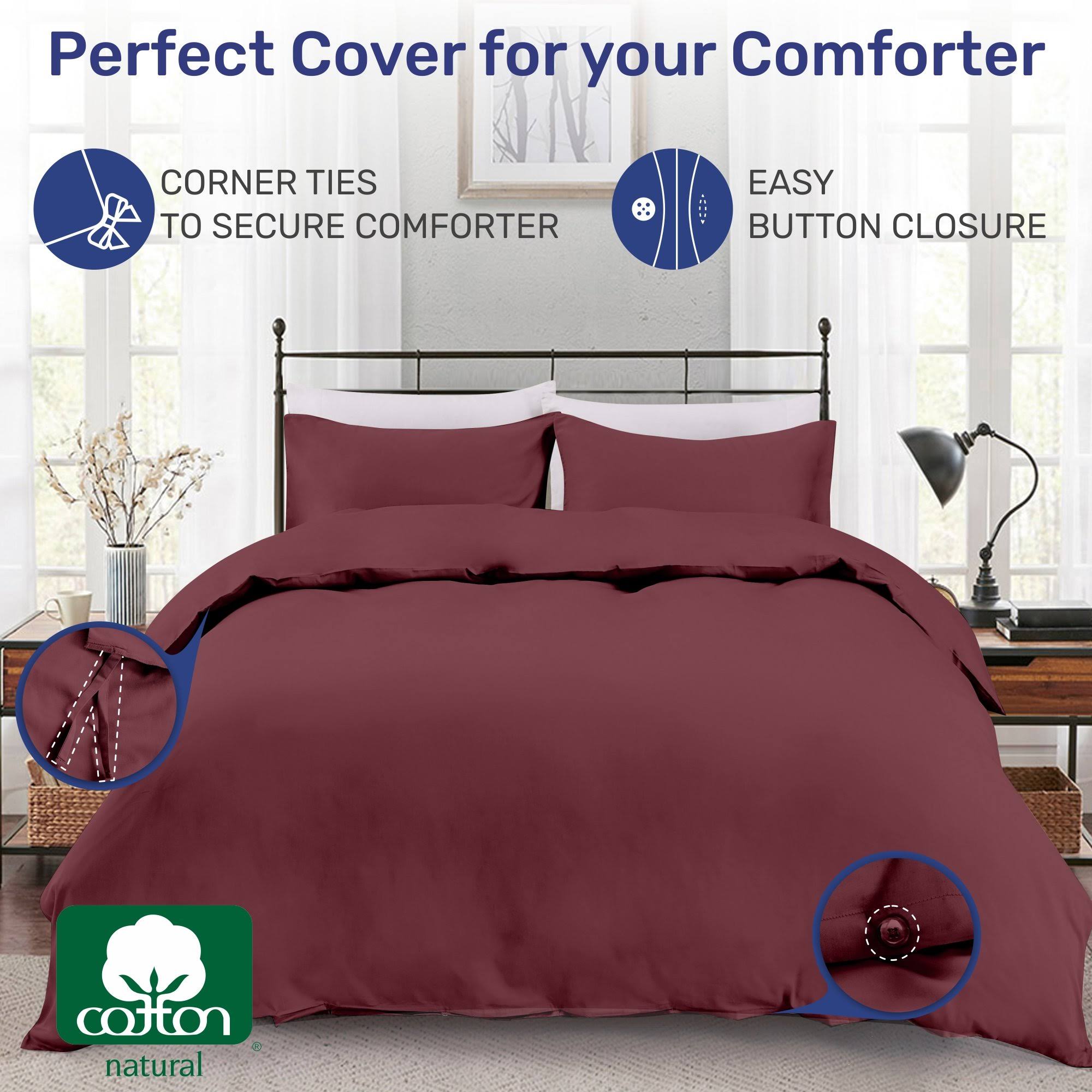 Oversized King 3 PC Black 100% Sateen Cotton Duvet Cover Set Y799