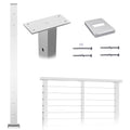 Stainless Steel Brushed Rectangle Weldless Flat Top Cable Railing Post L6634