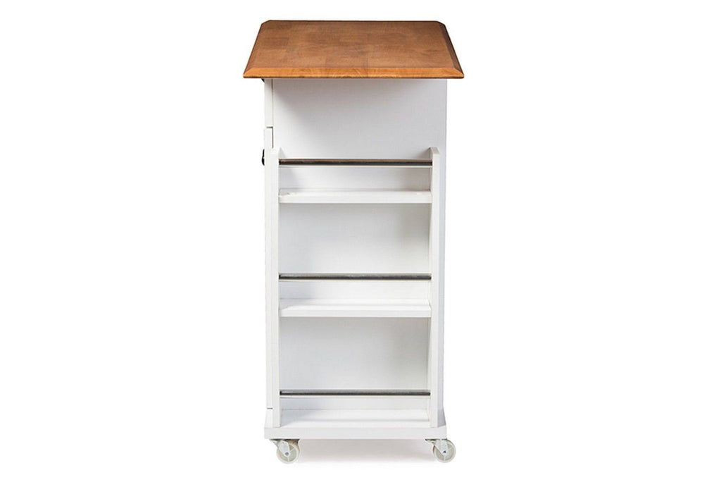 Two-Tone White and Dark Brown Lacquered Wood Kitchen Cart Cabinet B9800