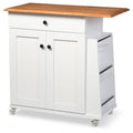 Two-Tone White and Dark Brown Lacquered Wood Kitchen Cart Cabinet B9800