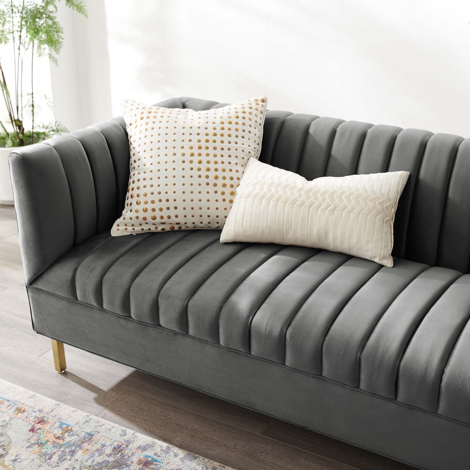 Gray Performance Velvet Sofa J368