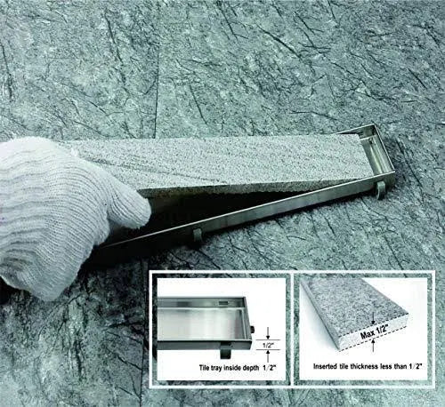 Brushed Linear Shower Drain with Tile Insert Grate D821