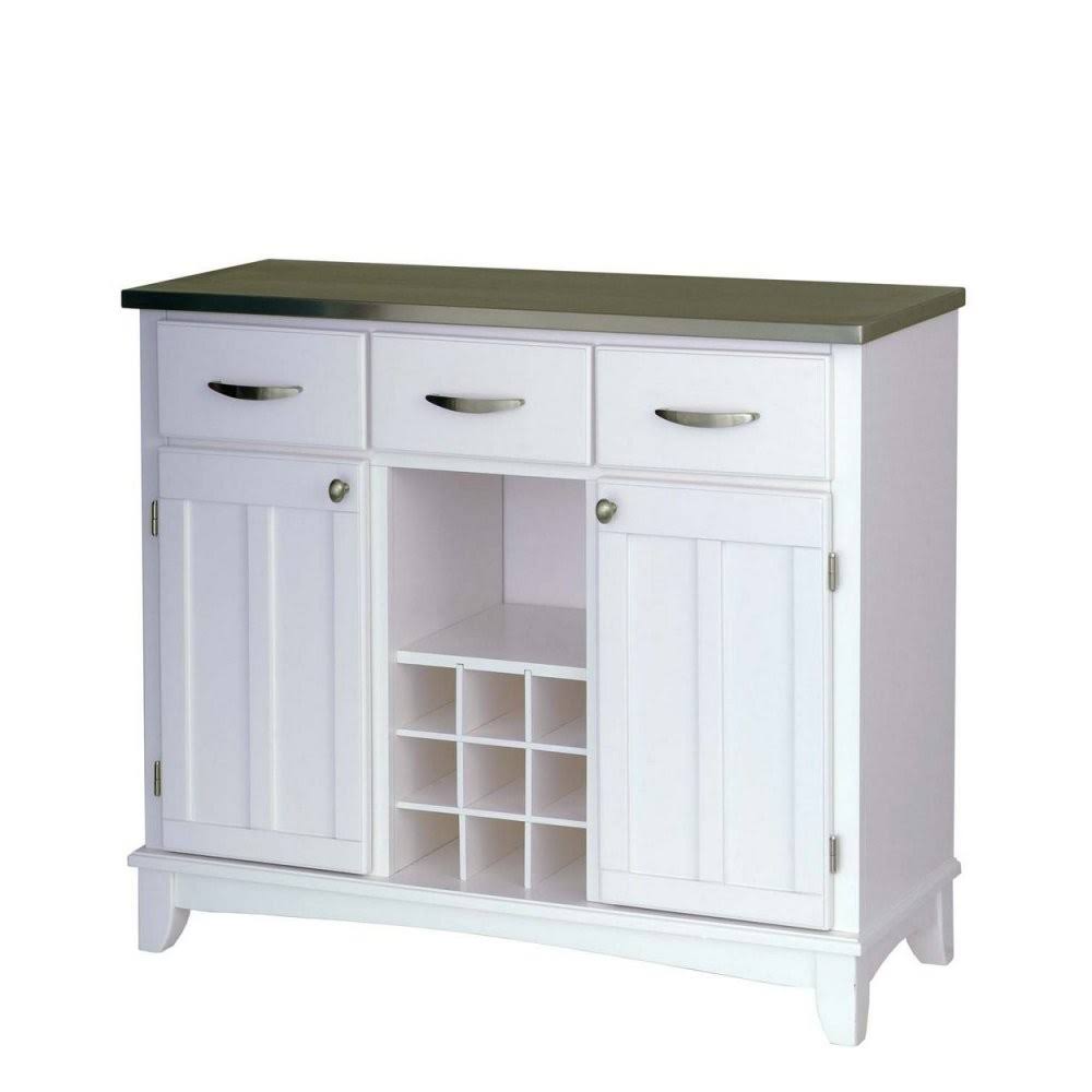 White Buffet with Stainless Steel Top S39643