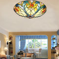 Flush Mount Ceiling Light LED Ceiling Lamp with Tiffany Glass Shade, 3 Light Pendant Light 16" X730383