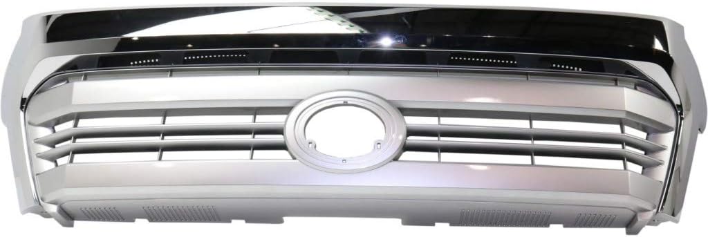 Painted Silver Shell/Gray Insert Grille Assembly with Chrome Molding and Front Emblem V381