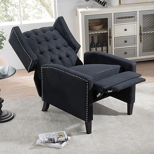27" Wide Manual Wingback Recliner Chair with Nailhead Trim and Birch Legs, Gray L5018