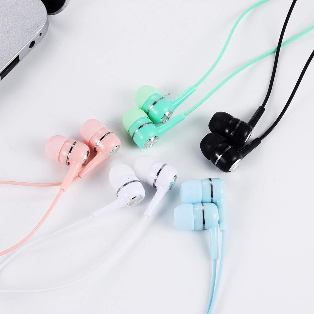 100 Packs Multi Colored Earbuds Headphones with Microphone E6728