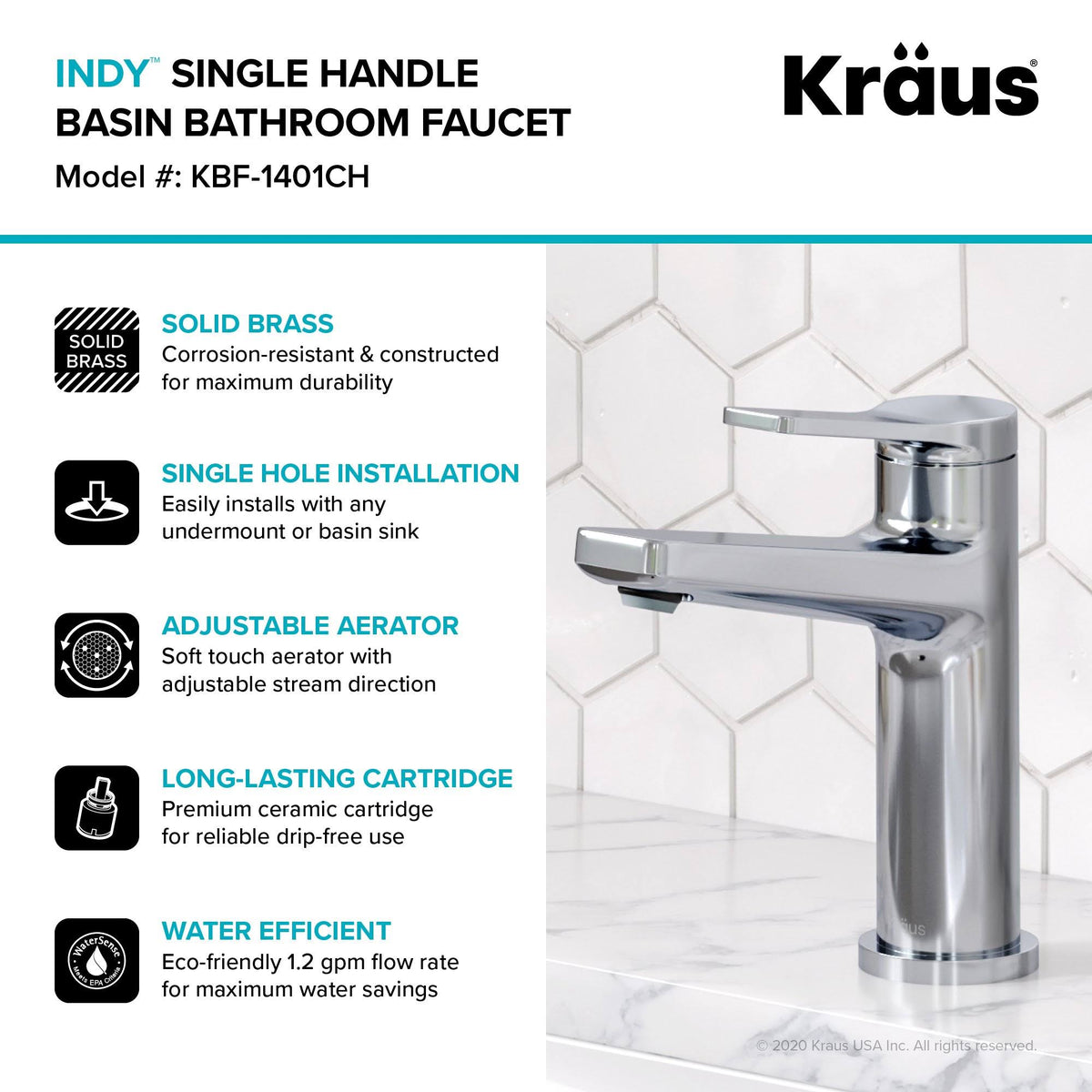 Single Handle Bathroom Faucet - Stainless Steel B924