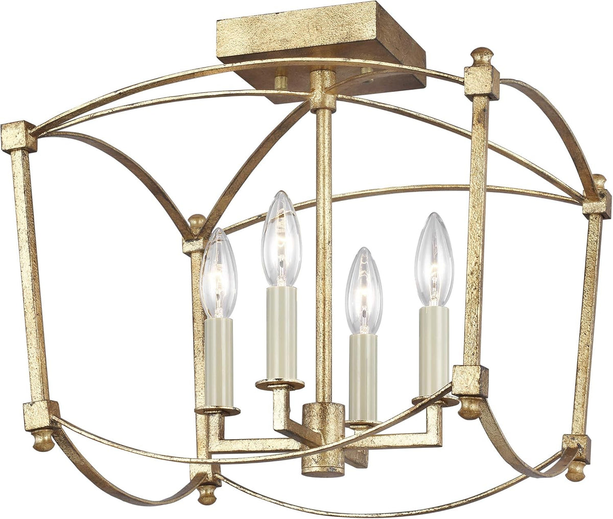 4-Light Semi Flush Ceiling Lighting, Smith Steel S365633