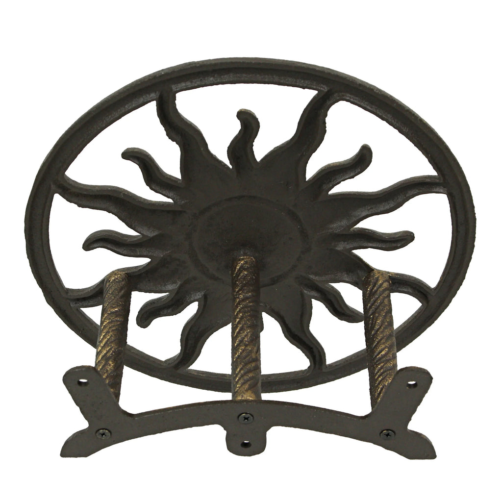 Bronze Cast Iron Sun Wall Mount Garden Hose Hanger T8442
