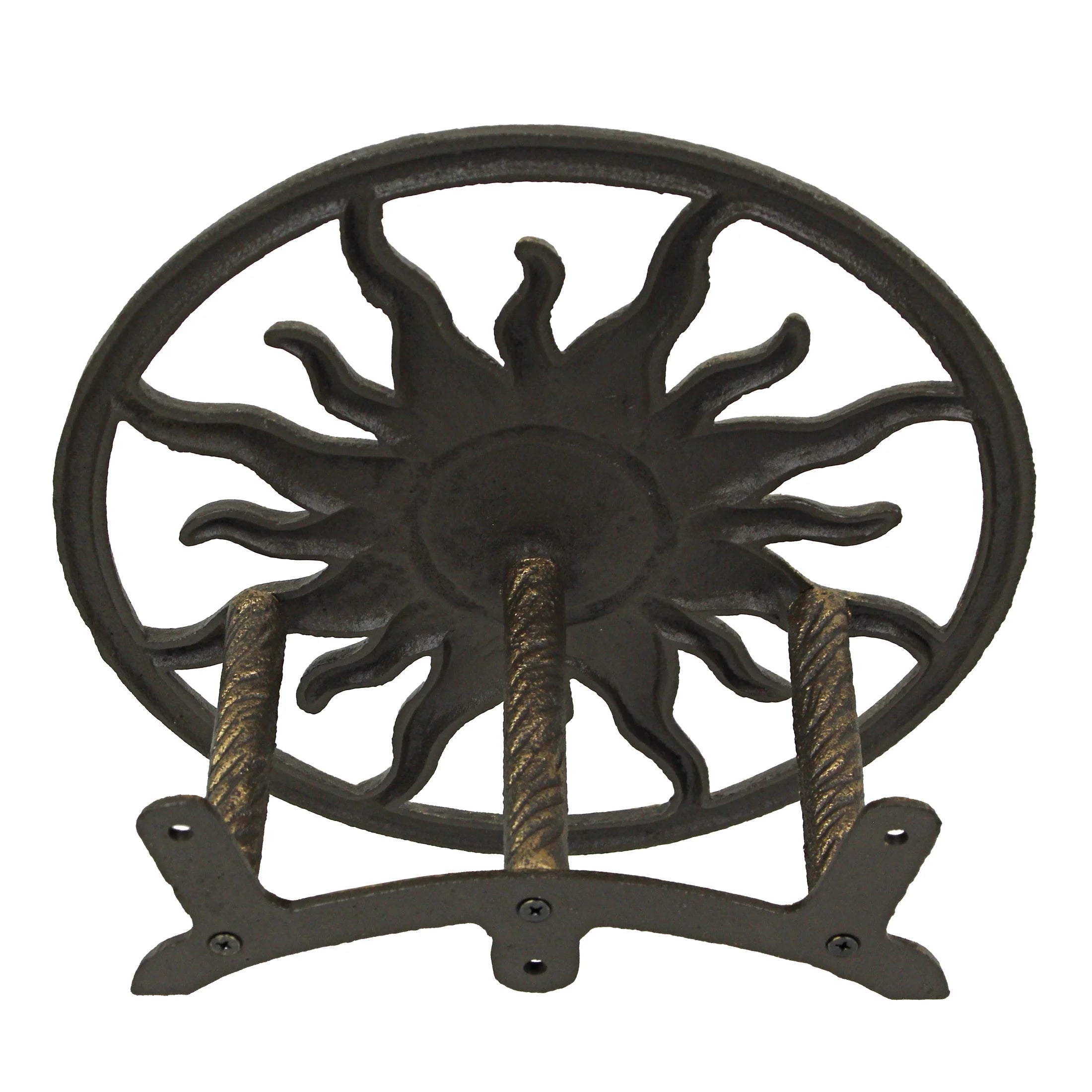 Bronze Cast Iron Sun Wall Mount Garden Hose Hanger T8442