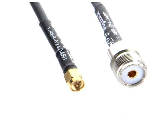 RG-58 Dual Shielded Coaxial Cable SMA Male Plug to UHF Female SO-239 (6 ft) B494