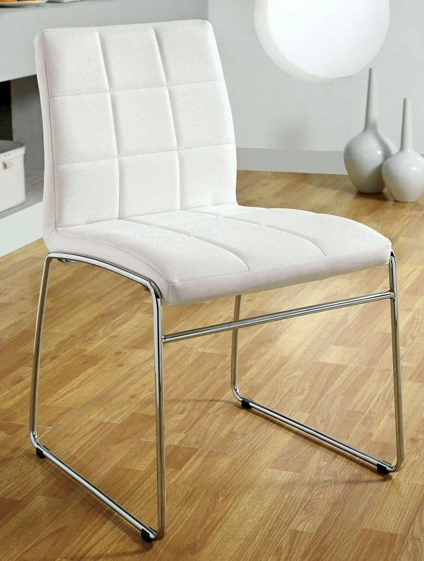White Leatherette Side Chair Set of 2 B1706