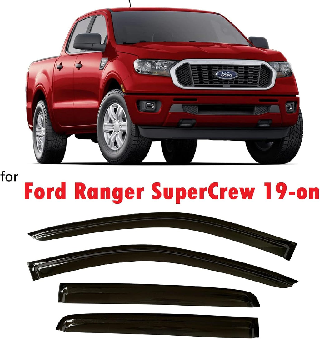 Smoke Tinted Tape-On Side Window Vent Visor Deflectors Rain Guards Pack of 2 D1321