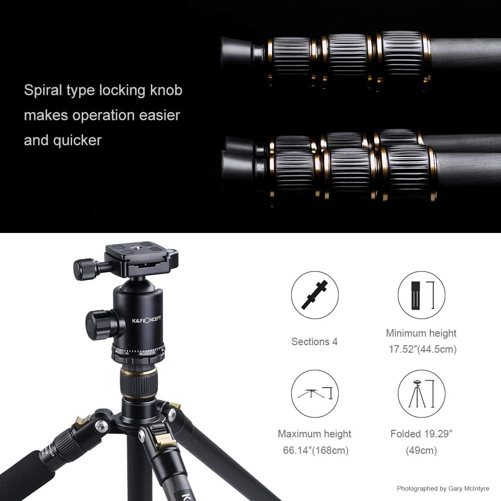 66 inch Carbon Fiber Camera Tripod with Monopod I272