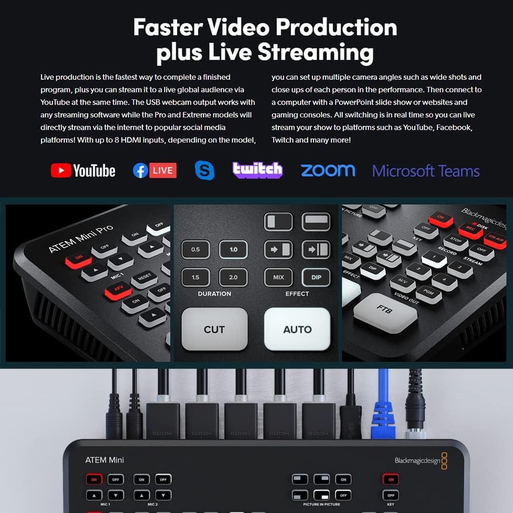 ATEM Mini HDMI Live Switcher Basic Bundle with Cables and Cleaning Kit Z101943