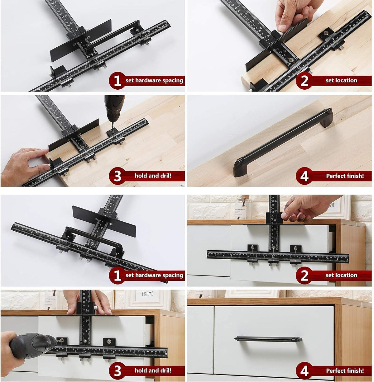 Aluminum Alloy Adjustable Drill Guide Template Tool for Cabinet Hardware Installation R795