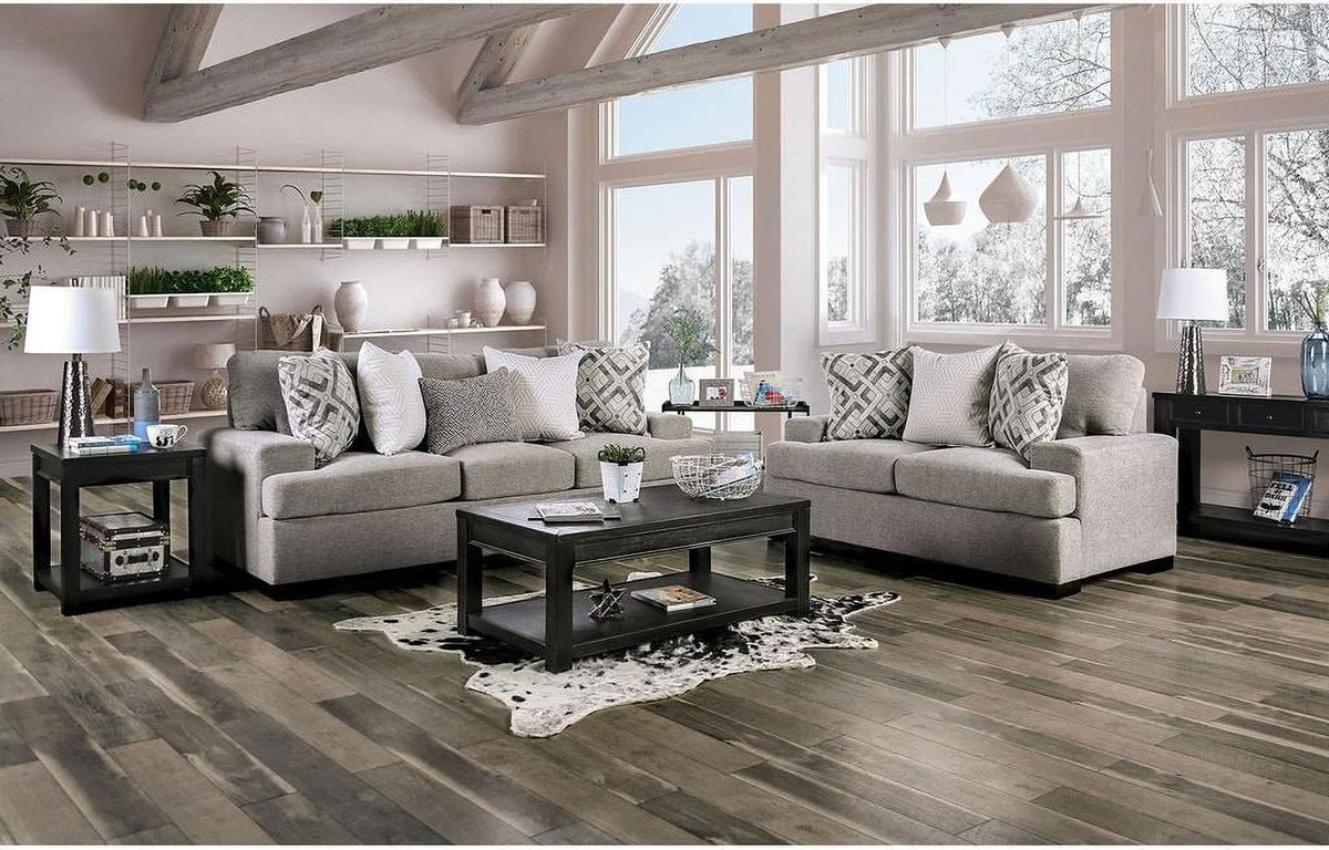 Light Gray Microfiber Sofa and Loveseat S287107