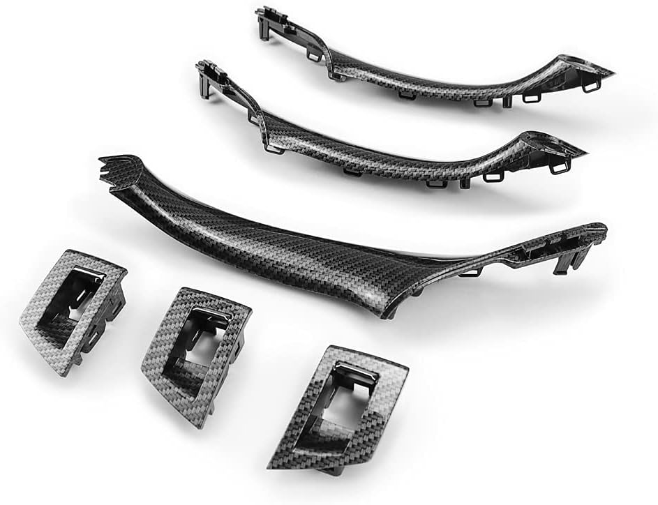 Carbon Fiber Window Switch Armrest Panel Inner Door Pull Handle Trim Cover S666