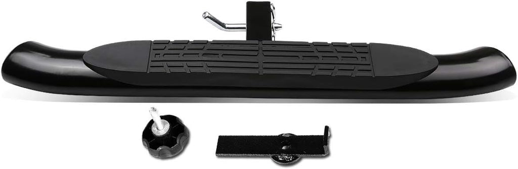 4'' Oval Hitch Step Rear Bumper Guard Black Chrome Stainless Steel Bars V93918