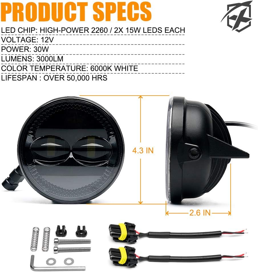 White LED Fog Lights 30W Bumper Driving Fog Light Pack of 2 Y8177