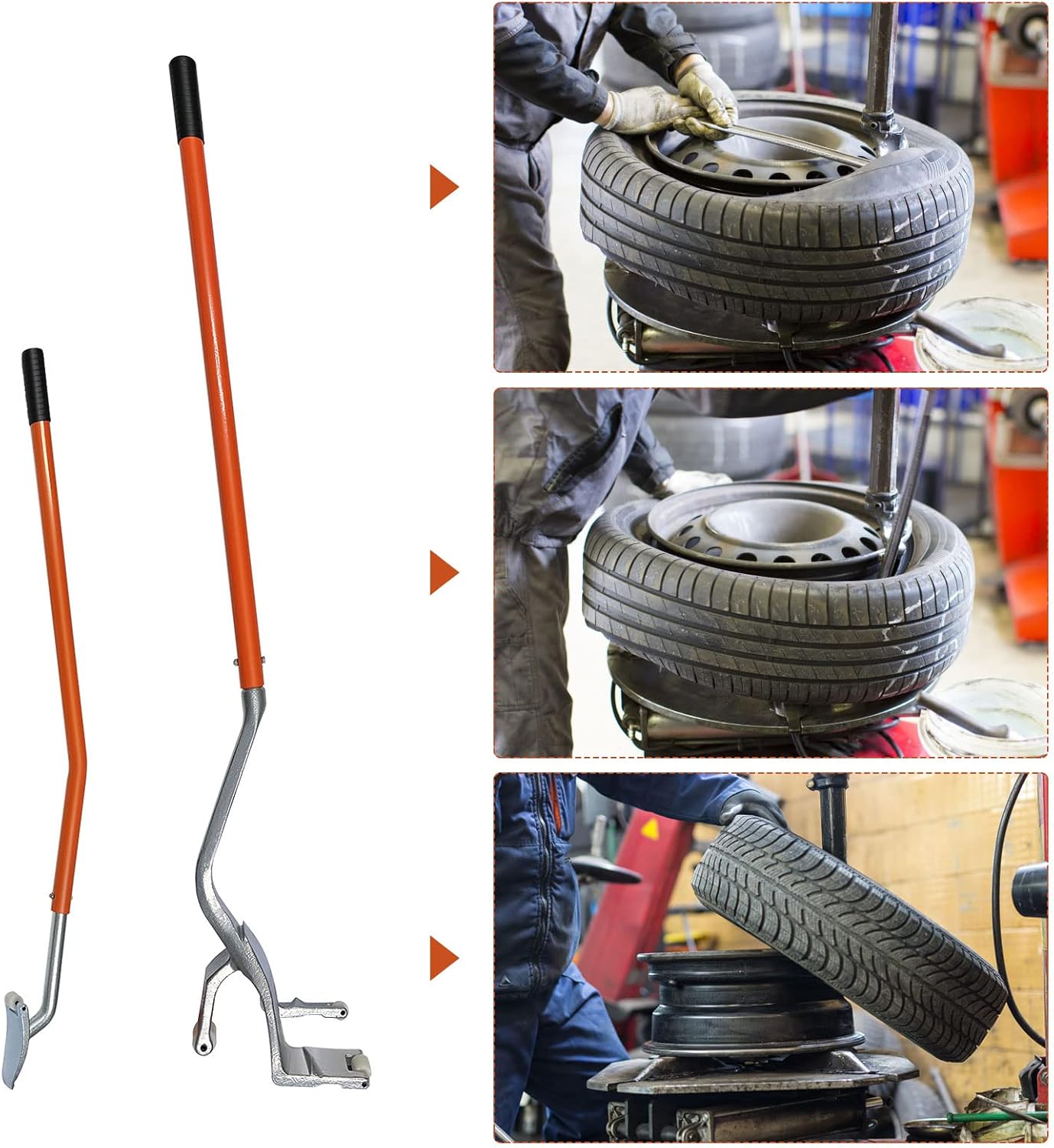 Tire Changer Tool Kit with Extra Bead Keeper, 17.5'' to 24'' Steel, Orange U6441