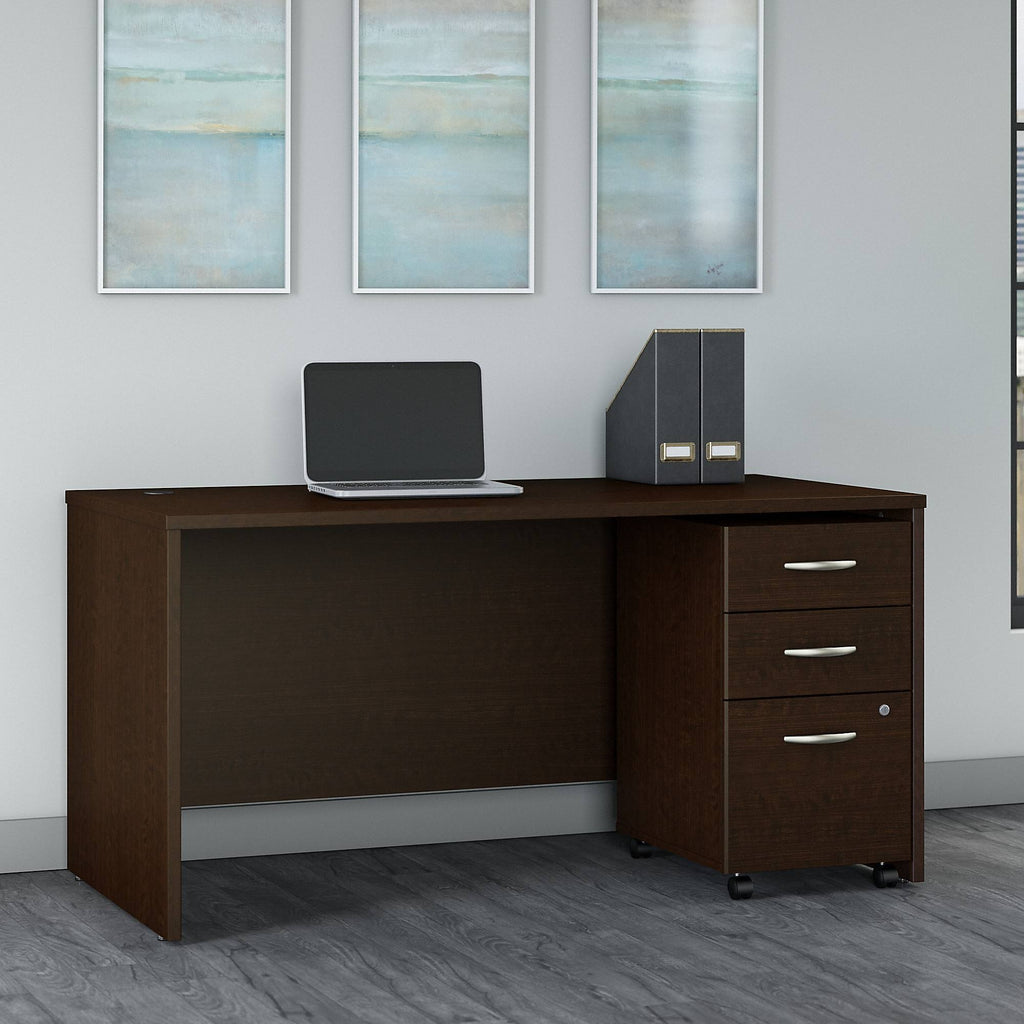60W x 30D Office Desk with 3 Drawer Mobile File Cabinet C9215