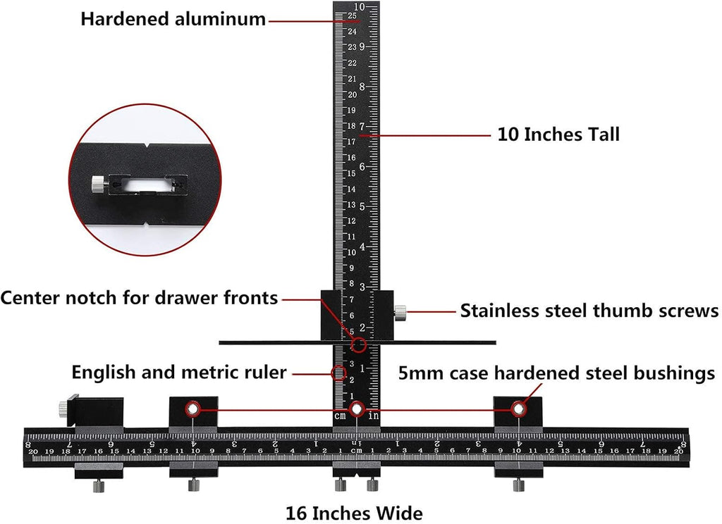 Aluminum Alloy Adjustable Drill Guide Template Tool for Cabinet Hardware Installation R795