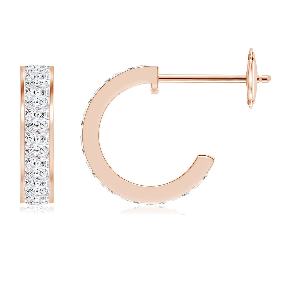 Natural 1.1 Ct. Diamond Hoop Earrings in 14K Rose Gold L897587