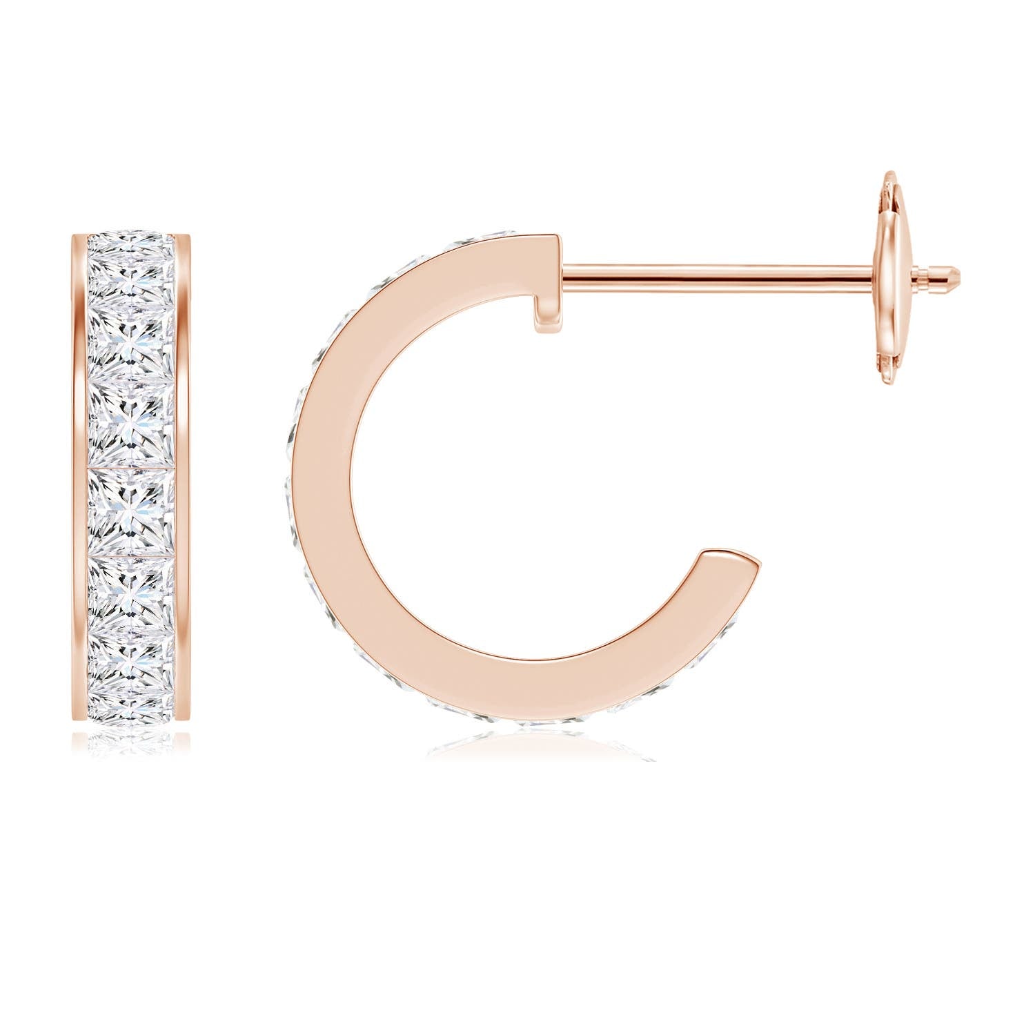 Natural 1.1 Ct. Diamond Hoop Earrings in 14K Rose Gold L897587