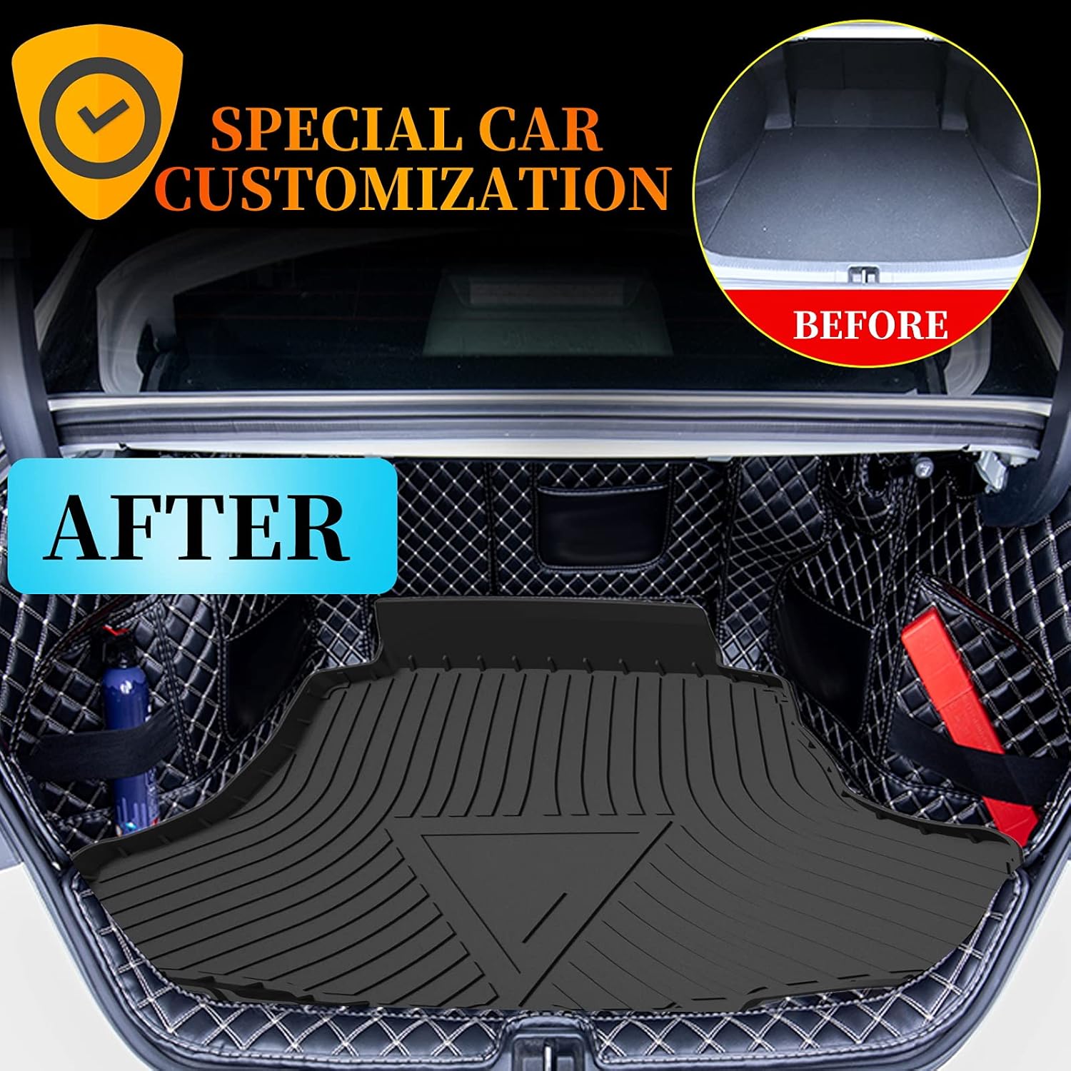 Black TPO Waterproof Rear Cargo Tray Trunk Floor Mat Protector Y934