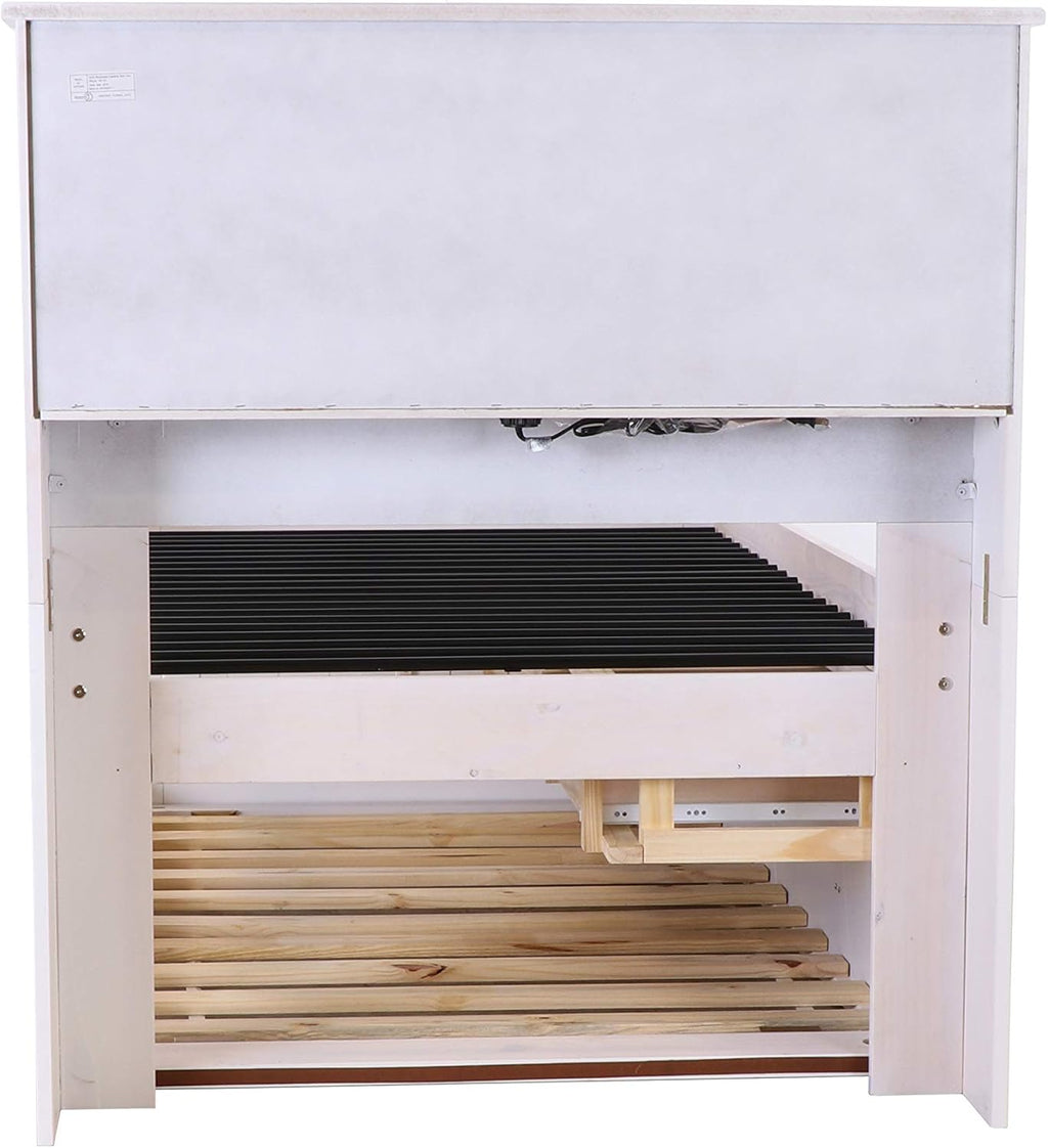 White Twin Bookcase Bed with 3 Drawers and Trundle D42771