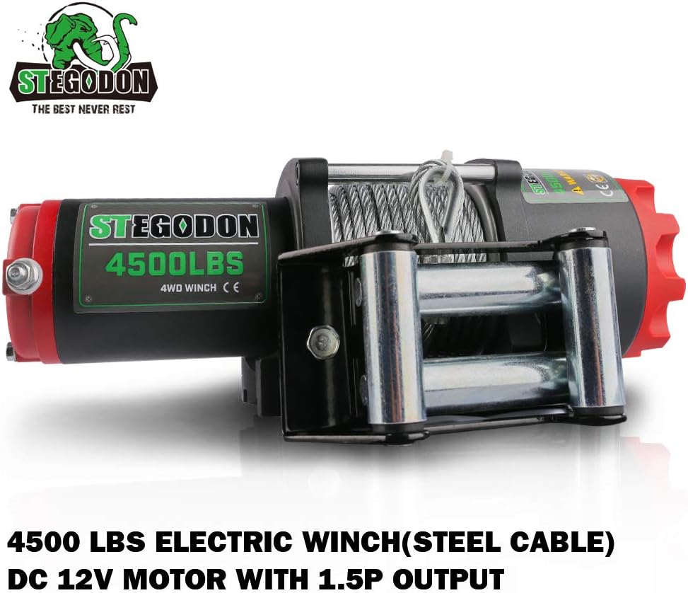 4500 lb. 12V Steel Cable Electric Winch with Wireless Remote U4212