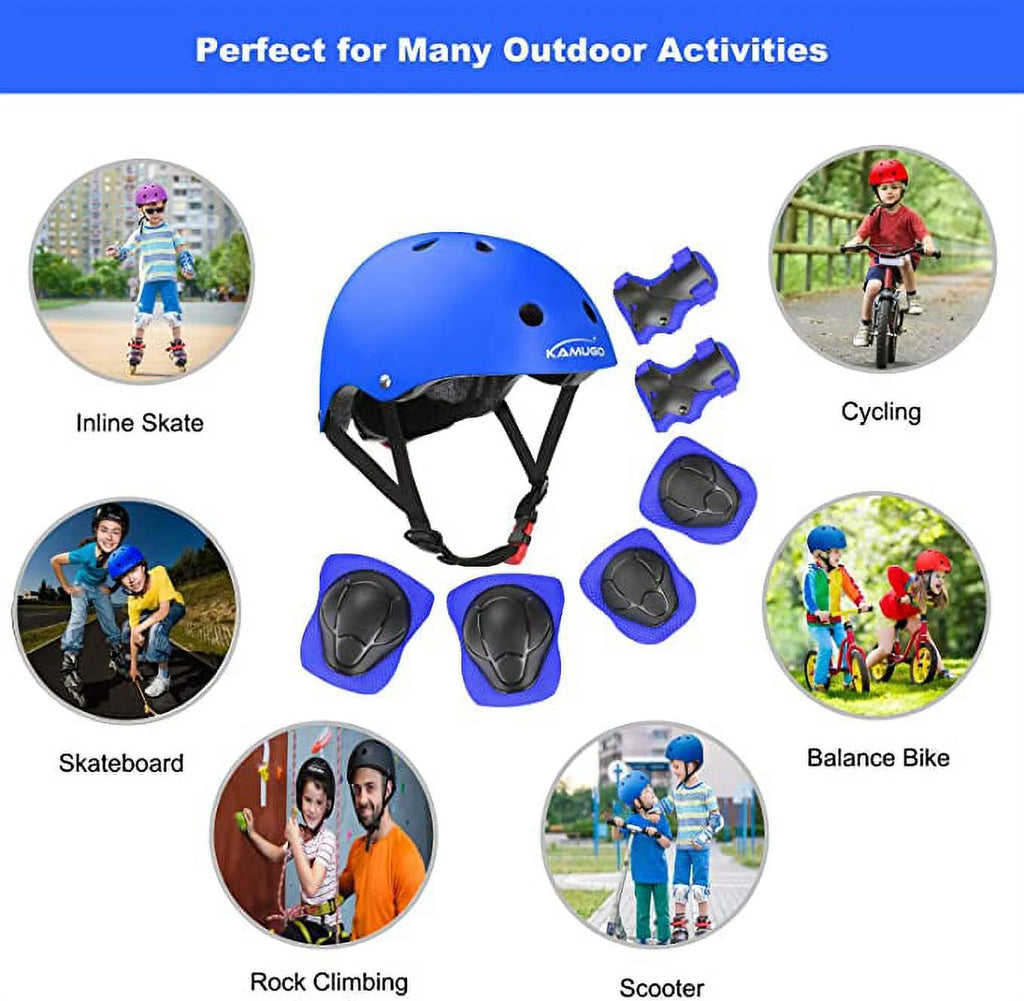 Blue Kids Safety Helmet with Knee and Elbow Pad T73993