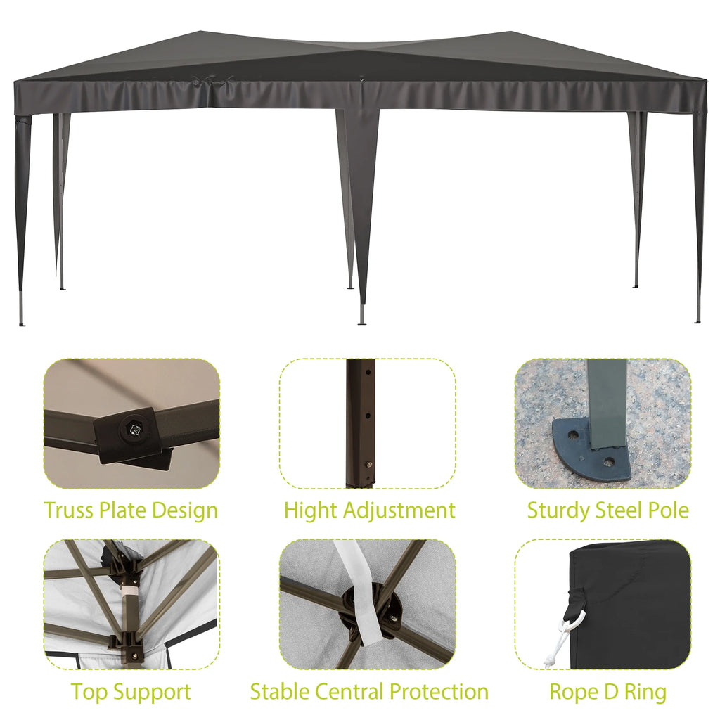 10x20 Pop-up Canopy Tent with 6 Sidewalls, Black P65994