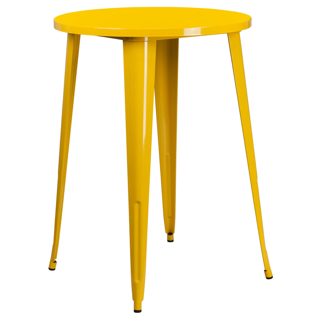 Yellow Metal Bar Table Set with 2 Cafe Stools W2057