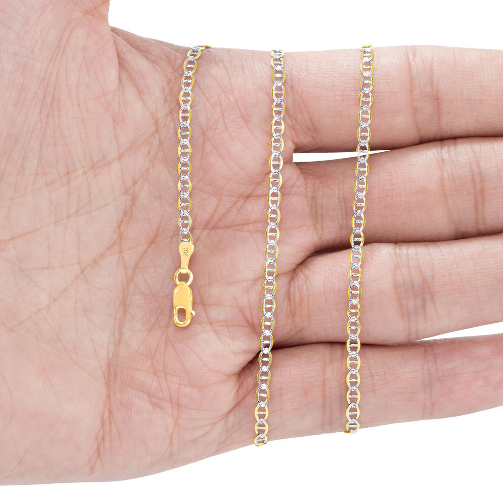 10k Yellow Gold 2.5mm Solid Mariner Anchor Link Chain Necklace 16" - 26" A274382