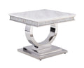 White Printed Faux Marble End Table M3223