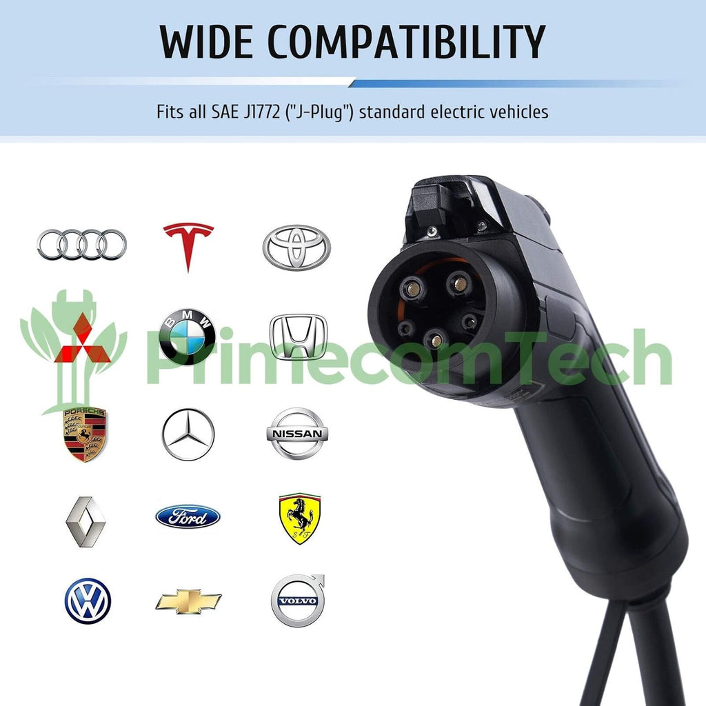 Level 2 Electric Vehicle Charger Amperage Adjustable 40Ft Cable EVSE Plug-in Hybrid Q962