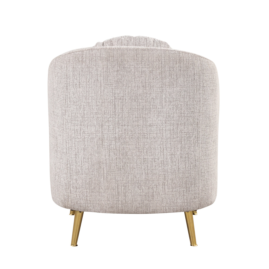 Light Grey Upholstered Accent Chair with Lumbar Pillow and Metal Legs O84157