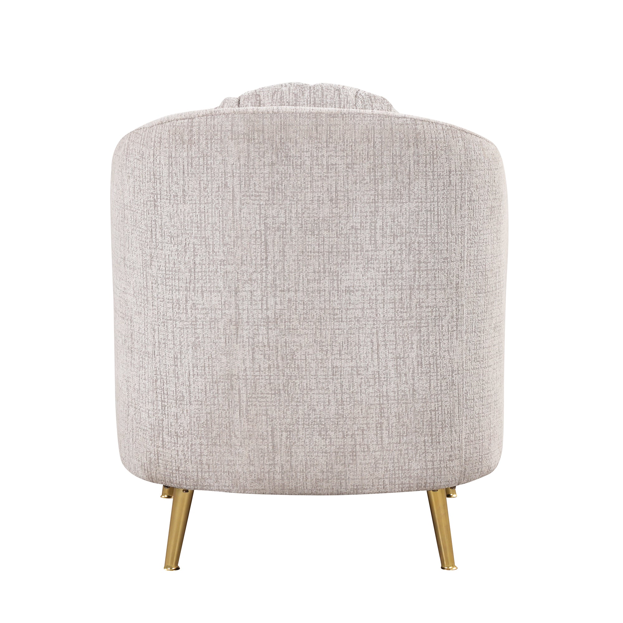 Light Grey Upholstered Accent Chair with Lumbar Pillow and Metal Legs O84157