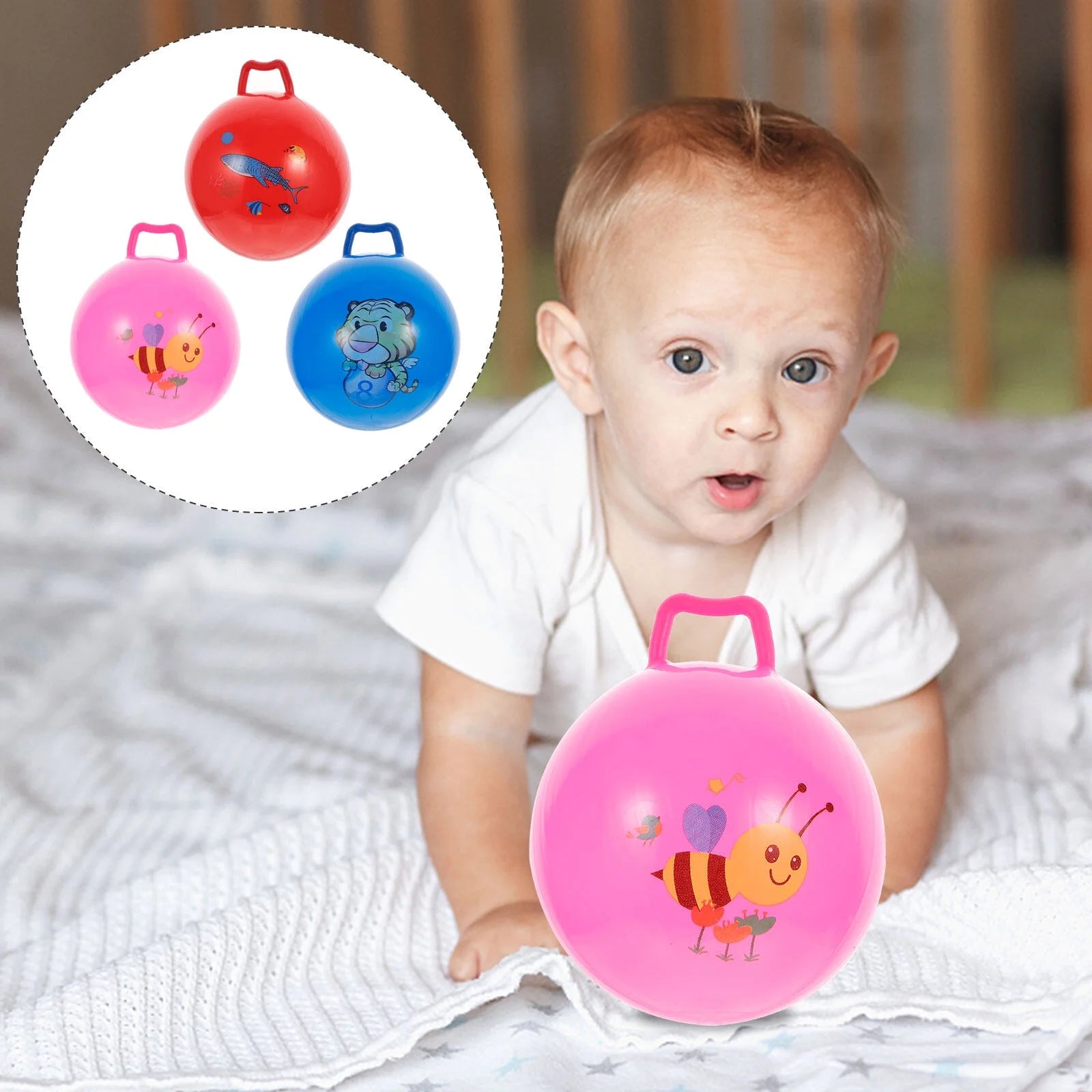 3Pcs Inflatable Hopper Balls with Handle H289