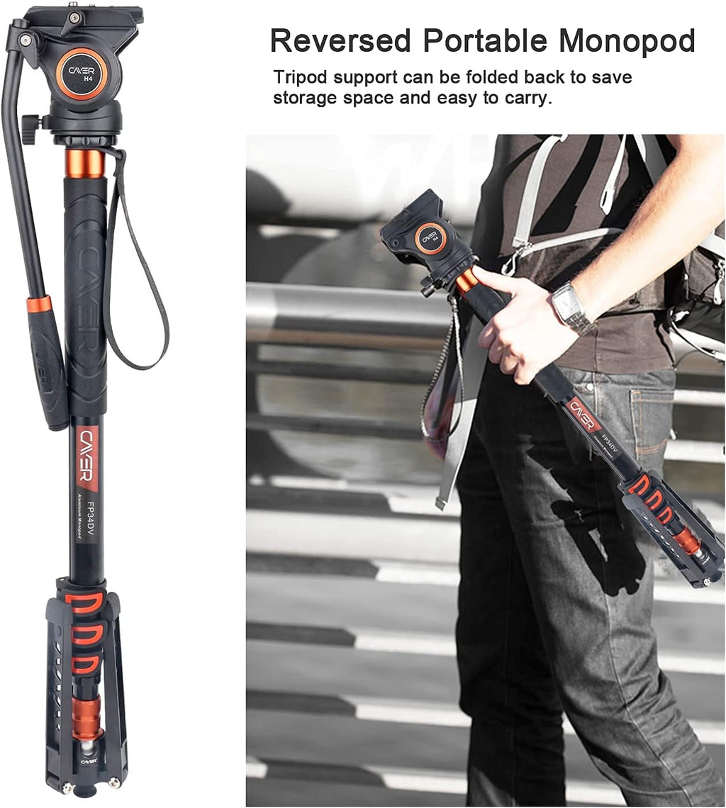 71 inch Lightweight Aluminum Monopod with Pan Tilt Fluid Head and Tripod Base M42200