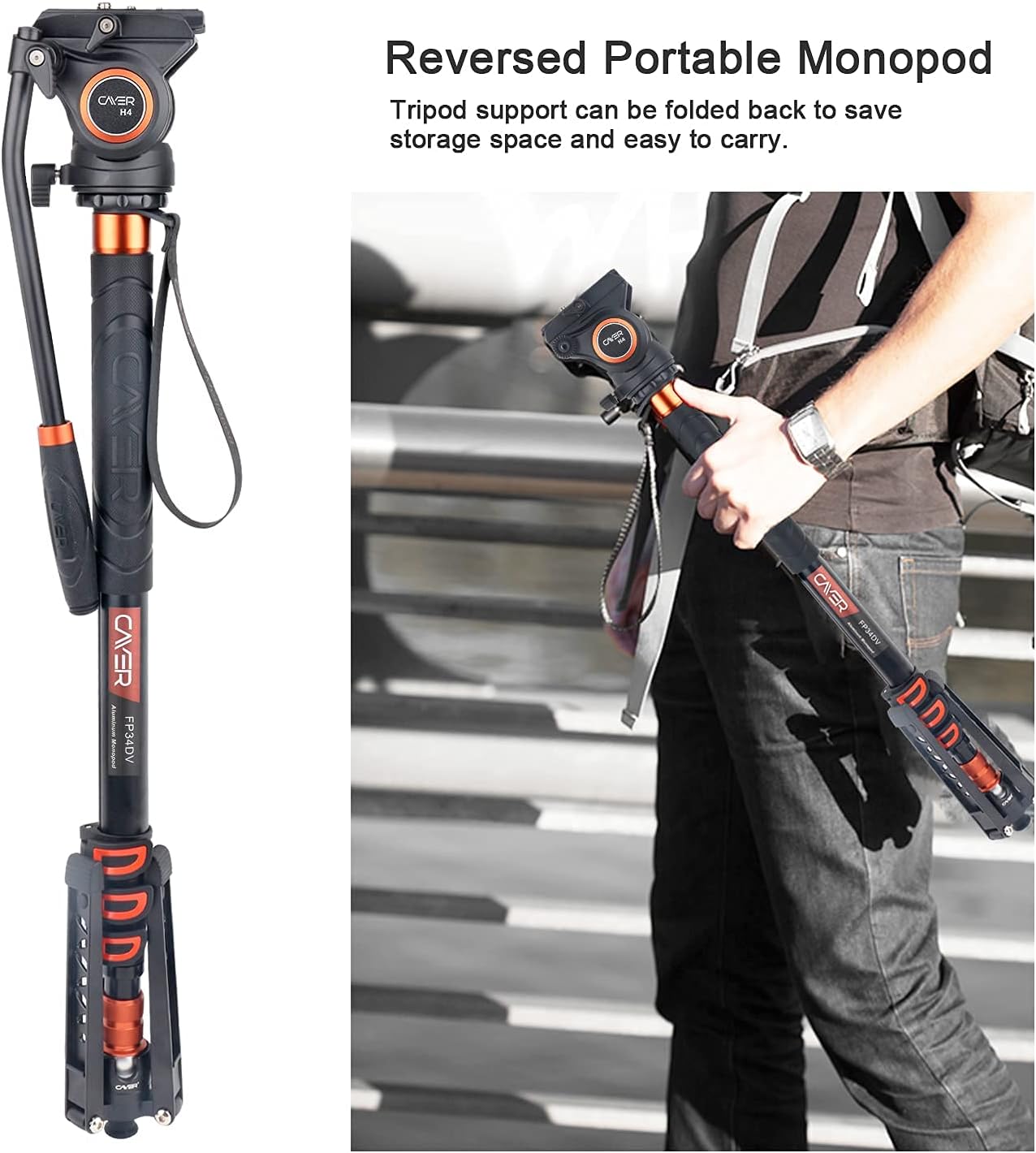 71 inch Lightweight Aluminum Monopod with Pan Tilt Fluid Head and Tripod Base M42200