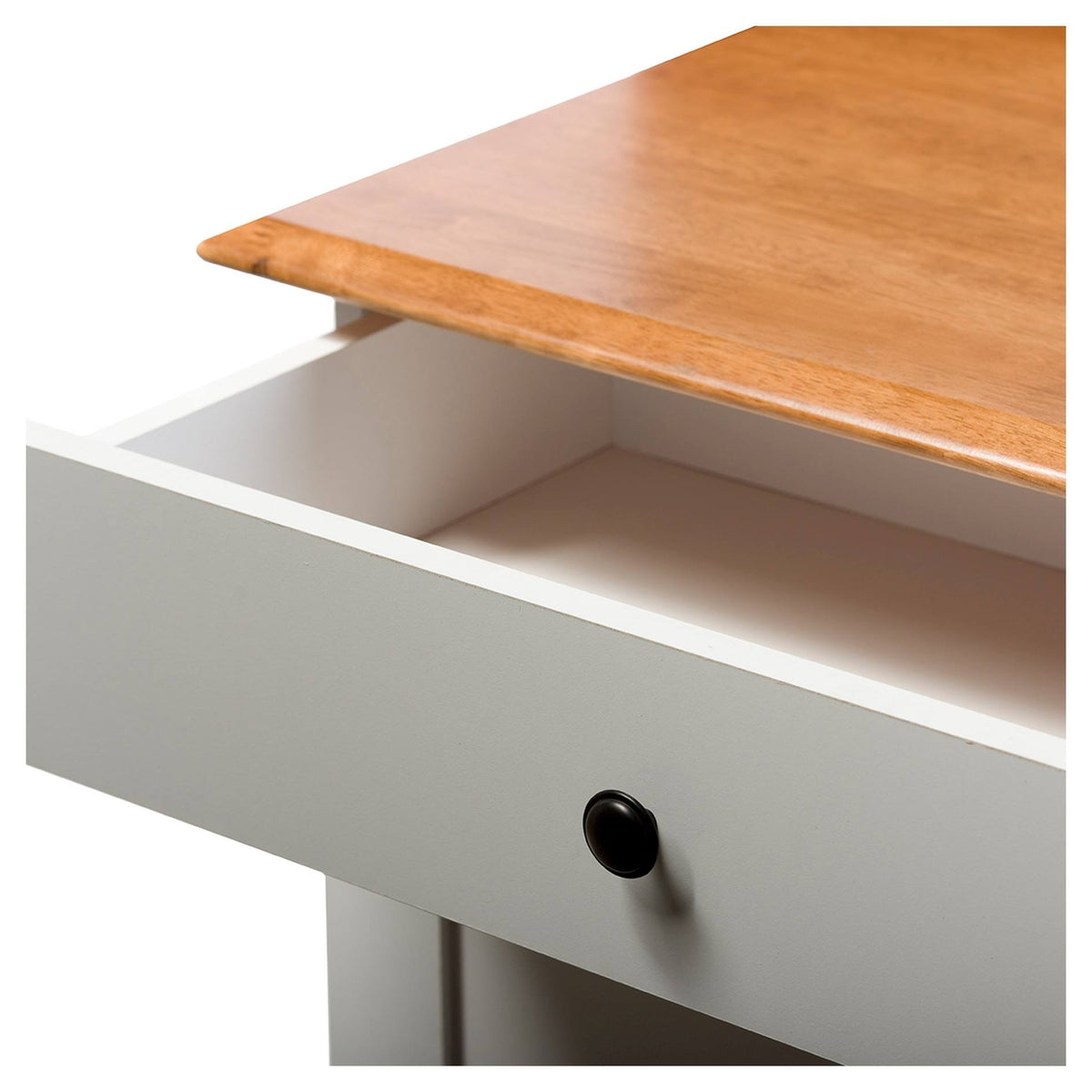 Two-Tone White and Dark Brown Lacquered Wood Kitchen Cart Cabinet B9800