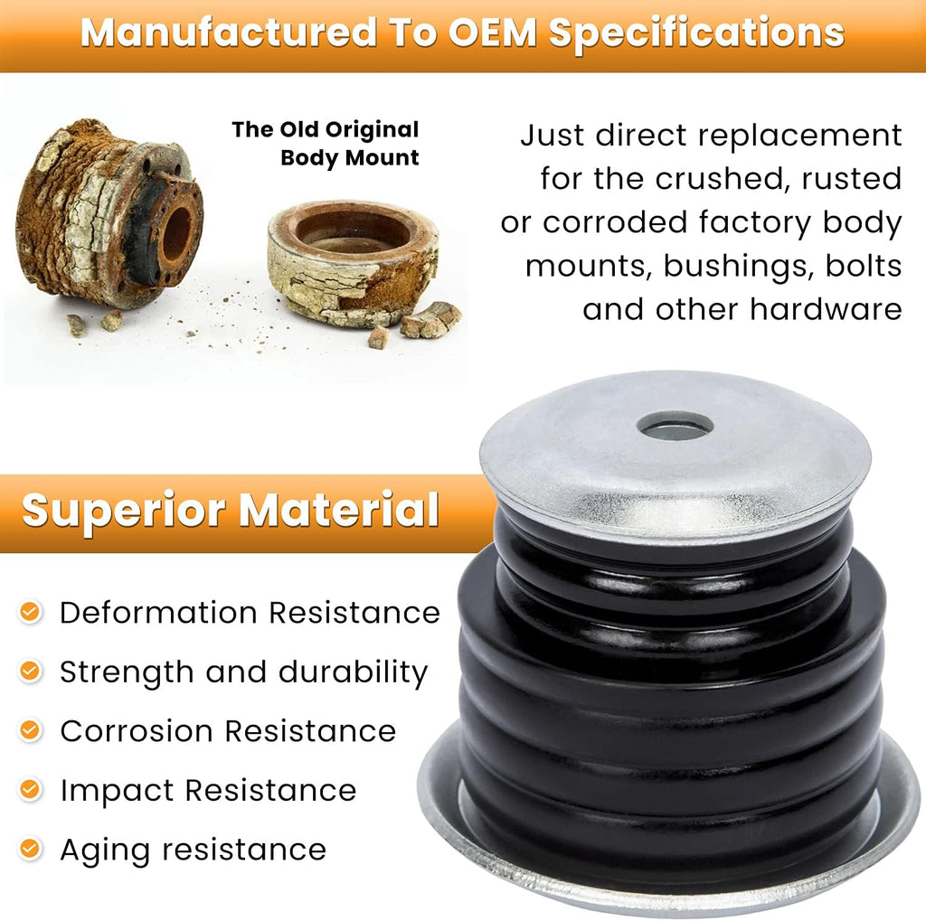 Polyurethane Body Mount Bushing Kit with Steel Sleeves and Hardware J225