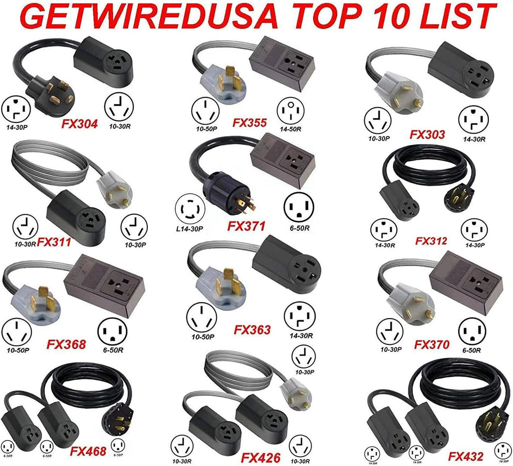 Male 220/250V 50A Gas Range Plug to 5-15R 110/125V 3-Prong Receptacle Adapter N949532