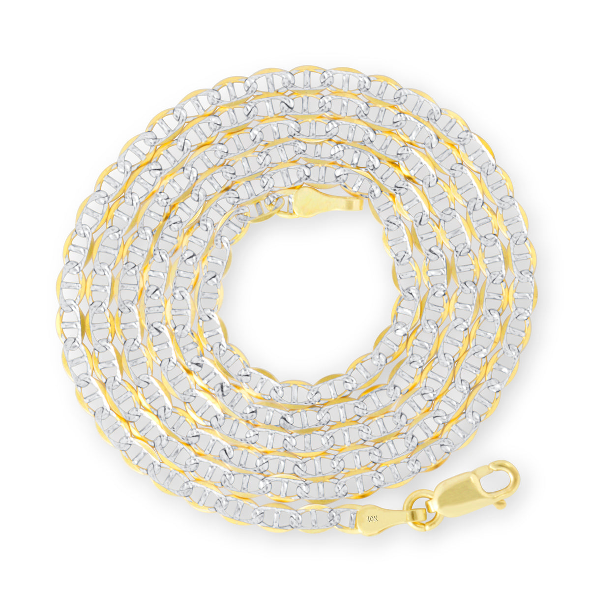 10k Yellow Gold 2.5mm Solid Mariner Anchor Link Chain Necklace 16" - 26" A274382