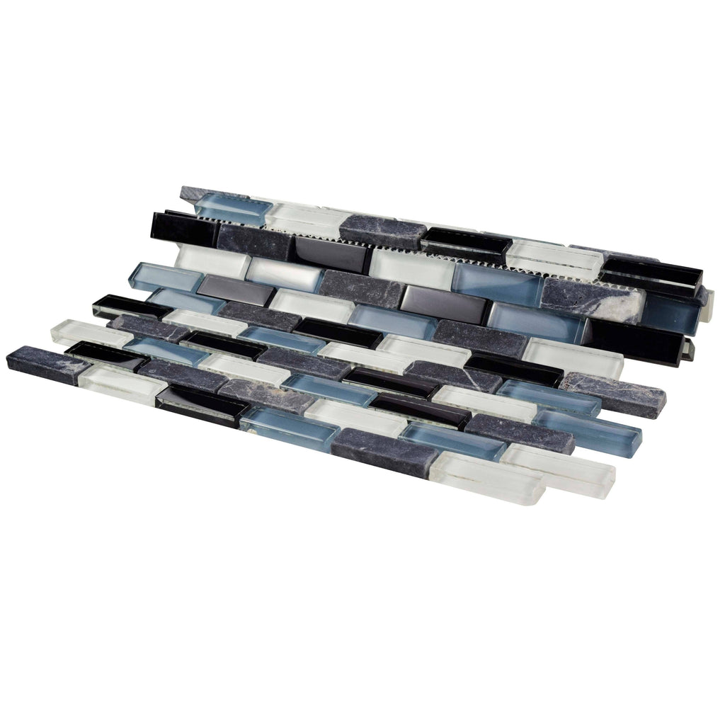 11.75x11.75-inch Glass and Stone Mosaic Wall Tile N6549